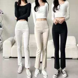 여자 하이웨이스트 긴 밑위 스판 밴딩 스키니 부츠컷