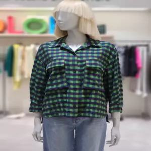 [베네통] 베네통 빅 포켓 체크 블라우스 BABLE1511