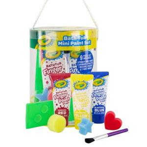 크레욜라 욕조 미니 페인트 세트 9피스 아트 키트 - 브러시, 스펀지, 워싱 어웨이 핑거 페인트, 블루 옐로우 및 레드 컬러