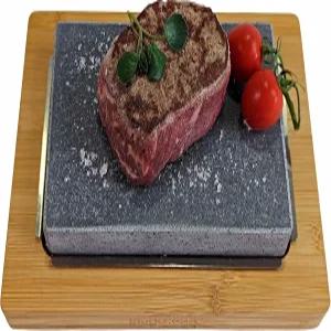 블랙 록 그릴 레스토랑급 핫 스톤 세트 뛰어난 지글링 스테이크 요리를 위한 엑스트라 두께의 용암 스톤.