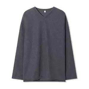 [리빌모아]남자 가을 브이넥 옆트임 긴팔 니트티셔츠 AC KN Q042 차콜_P417716425