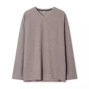 [리빌모아]남자 가을 브이넥 옆트임 긴팔 니트티셔츠 AC KN Q042 베이지_P417716447