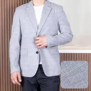 [중년의품격]남자 고급 린넨 80 오지 글랜 체크 슬림 라인 자켓_P361476197