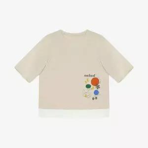 [하프클럽/신원아울렛]프린팅 배색 7부 티셔츠 SKIBF2834 B