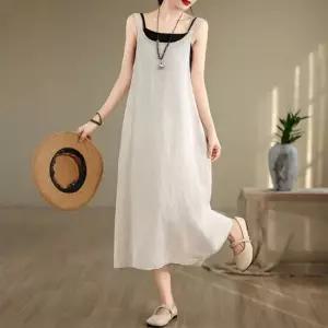 은창)린넨 백 셔링 뷔스티에 원피스 롱원피스 여름 원피스 드레스 롱원피스 박스원피스
