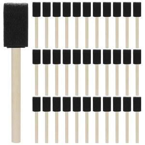 200팩 1인치 폼 페인트 브러시 벌크 스펀지 세트 페인팅, 스테이니, 바니시, 폴리우레탄 및 초크용 나무 손잡이