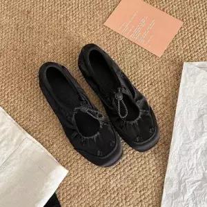 여성용 새틴 스트랩힐 메리제인 가죽 펌프스 슈즈 단화 힐펌프스 리얼 양가죽 발레리나 신발 굽 MF5