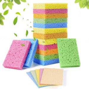 15개의 셀룰로오스 스펀지 주방, 긁히지 않는 5가지 색상의 컬러 스펀지, 생분해성 압축 욕실, 자동차, 재미있는 컷아웃 DIY용 대형