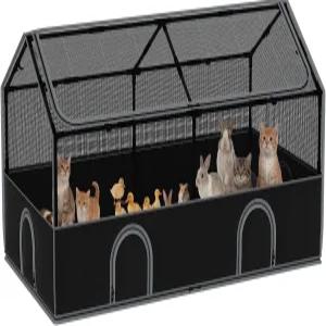 DINMO 작은 동물 놀이펜 덮개가 있는 치킨 브루더 박스 애완동물 울타리 실내 기니피그 케이지 햄스터를