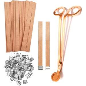 양초용 나무 윅 100개, 윅스 5.1x0.5x0.04인치 DIY 공예용 트리머 내추럴 크래킹 윅스로 무연 만들기