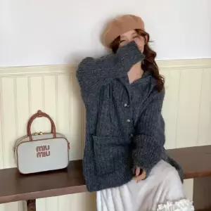 여성용 니트 가을 카디건 꽈배기 후드 원픽3