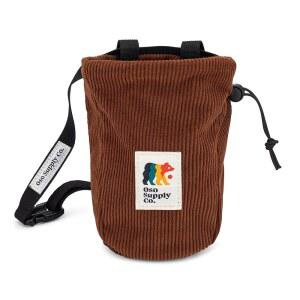 오소 서플라이 - 암벽 등반용 빈티지 코듀로이 초크 백, 벨트와 지퍼 포켓이 달린 볼더링 초크 버킷 - 완벽한 암벽 등반 장비, 실내 체육관 및 실외 장비