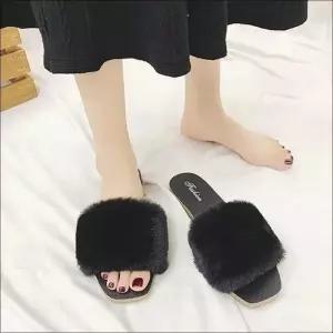 여자 사무실 겨울 실외 실내 털슬리퍼 퍼 뮬 퍼안감