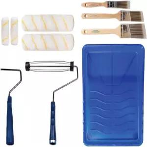 프로급 페인트 롤러 키트 브러시 10피스 세트 전문가 및 주택 소유자를 위한 월 페인팅 낮잠 - 모든 얼룩