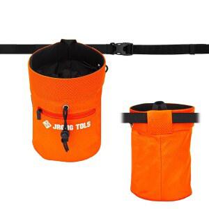 암벽 등반 볼더링용 초크백, 밀봉 가능한 드로스트링 잠금장치, 역도, 체조, 크로스핏(블랙/오렌지)을 위한 허리 벨트가 있는 대용량 지퍼 포켓 운동용 초크백(블랙/오렌지)