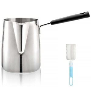 디쿠노이 밀크 버터 워머 냄비, 스파우트가 있는 터키식 커피 포트 1qt, 초콜릿 가열, 캠핑을 위한 대형 스토브탑 멜팅 세즈베 이브릭 브리키 그리스식 아랍 메이커, 18/8 스테인리스 스틸