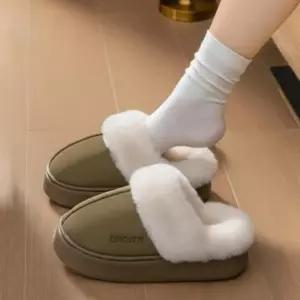 여성 거실화 퍼슬리퍼 로고 사무실 털트리밍 털슬리퍼 방한 겨울 미니멀