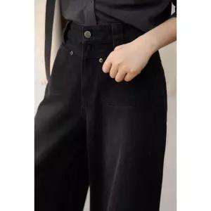 여성용 빈티지 배기 청바지 다크한 더블버전의 하이웨스트 ST1