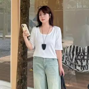 여자 니트 원피스 스커트 가을 하객 이노 빅사이즈 솔리드 넥 상의 5부 ST3