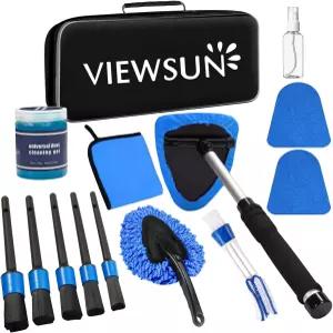 뷰선 윈드실드 클리너 도구 14Pcs 자동차 실내 청소 키트 디테일링 인테리어 브러시 클리닝 젤 여성 남성용