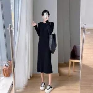 골지 라운드넥 니트 롱 원피스 임산부 루즈핏 데일리