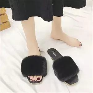여자 겨울 실외 실내 퍼 퍼안감 털슬리퍼 사무실 뮬