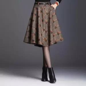 치마 여성 모직 정장 모던 체크 우산 추동 A라인 원픽3