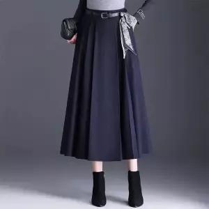 가을 치마 여성 롱 쉬폰 정장 A라인 슬림핏 빅사이즈 플리츠 원픽3