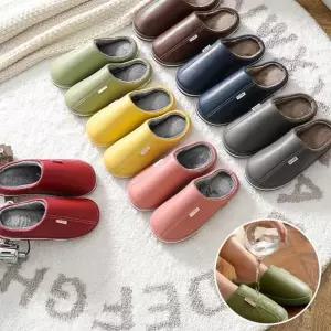 PU소재 심플 겨울용 방한슬리퍼 털슬리퍼 가죽