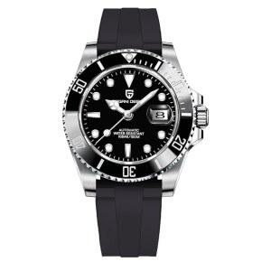 [미국배송] 오리존타임 파가니 디자인 자동 기계식 시계 40MM 블랙 다이얼 100M 방수 발광 고무 스트랩 세라믹 베젤