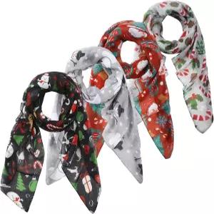 여성 홀리데이 페스티벌용 Eurzom 4개 크리스마스 스카프 겨울 눈사람 소프트 경량 우아한 소녀 선물