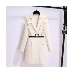 여성용 치마 원피스 가을 정장 긴팔 감각에 트렌치코트 반 하객 프릴 ST3