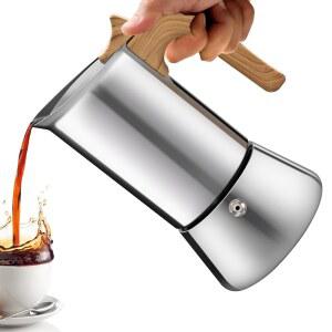 볼판트 무코팅 12컵 모카 포트 증점 304 스테인리스 스틸 스토브탑 에스프레소 커피 메이커 600ml 20온스 퍼콜레이터 그레카 쿠바산으로 풍부한 정통 이탈리아 카페 만들기에 이상적입니다