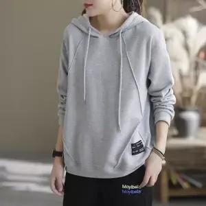 빈티지 캐주얼 여성패션 후드티 레트로 봄가을 후드 스트링 루즈핏 상의 DL3