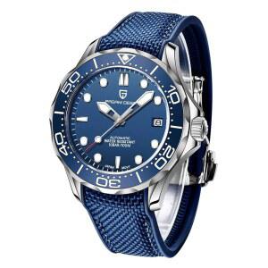 [미국배송] 하이친 파가니 디자인 남성용 자동 다이버 시계 일본 무브먼트 사파이어 유리 날짜 표시 비즈니스 럭셔리 시계 - 1667