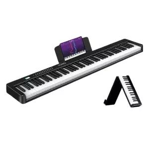 휴대용 연습용 접이식 디지털 키보드 88건반 핑크 성인 어린이 피아노 파워