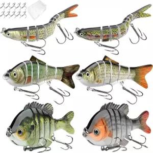 내구성이 뛰어난 단단한 플라스틱 태클 박스가 포함된 6개 낚시 미끼 세트 베이스 송어 소금물 민물 초급