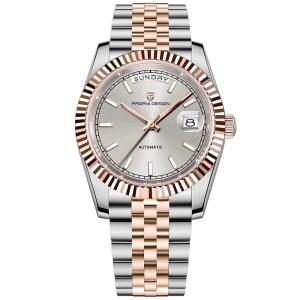 [미국배송] 롤스티미 파가니 디자인 남성용 시계 DD36 투톤 로즈 골드 케이스 듀얼 데이트 디스플레이 사파이어 크리스탈 글래스 10바 방수 기능 ST16 무브먼트가 특징인 럭셔리 남성용 시계 DD36.