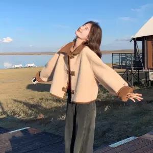 여사친 도톰 톱 숏 스웨이드 모피코트 털가죽 코트 일체형 양면 원픽1