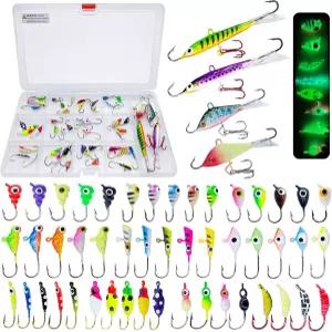 봄바이트 52개 얼음 낚시 도구 키트 빛나는 페인트 도구로 크레이피 송어 농어 월레 출시