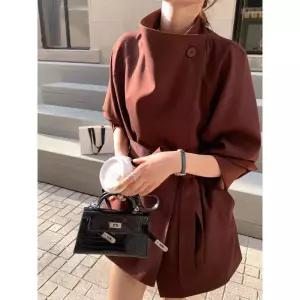 여자 하프 봄 케이프 미니멀 코트 루즈핏 러블리 핏에 빅 트렌치 터틀넥 스트랩 다올1