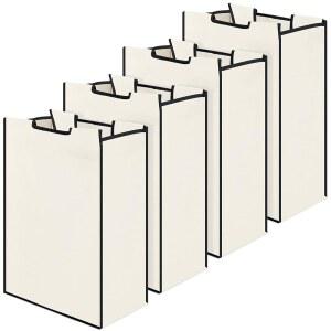 보누시 4개 세탁물 분류기 교체용 가방 바구니 카트 탈착식 보관 정리 라이너, 후크 없음 14.76 x 8.66 21.65 인치 (베이지)