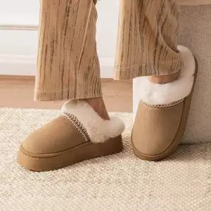 여성 방한 폭신한 플랫폼 퍼안감 룸슈즈 겨울 슬리퍼