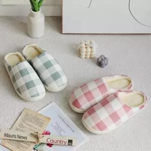 여자 털신 모던한 방한 체크 [FW255] 털슬리퍼 실내화 겨울