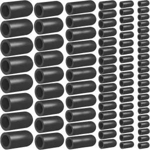 80PCS 진공 호스 캡 커넥터 정렬 6사이즈 블랙 고무 카뷰레터 플러그용 자동차 토포매틱 교체 부품 흡기