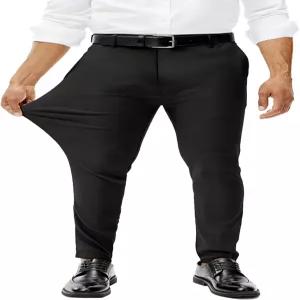 콤데비스 남성 스트레치 드레스 팬츠 슬림 핏 스키니 주름 프리 익스펜더블 허리 골프 테이퍼드 치노