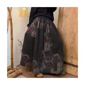 마이진 여성 청치마 데님 가을 빈티지 캐주얼 빅사이즈 프린트 밴딩 스커트 ADOR3