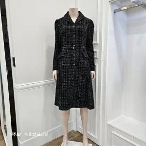 프렐린 여성복 트위드 체크 카라넥 원피스 RJO243050 1090597