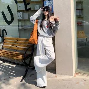 여성용 빈티지 와이드 핏 청바지 뒷포켓 플랩 데님팬츠 루즈 슬림 치마바지 ST1