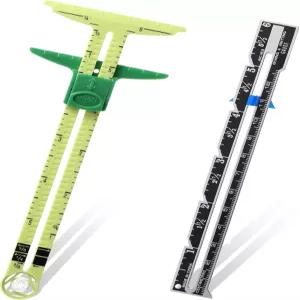 2피스 재봉 게이지 측정 도구 5-in-1 슬라이딩 자 뜨개질 공예 초보자 용품용 패브릭 퀼팅